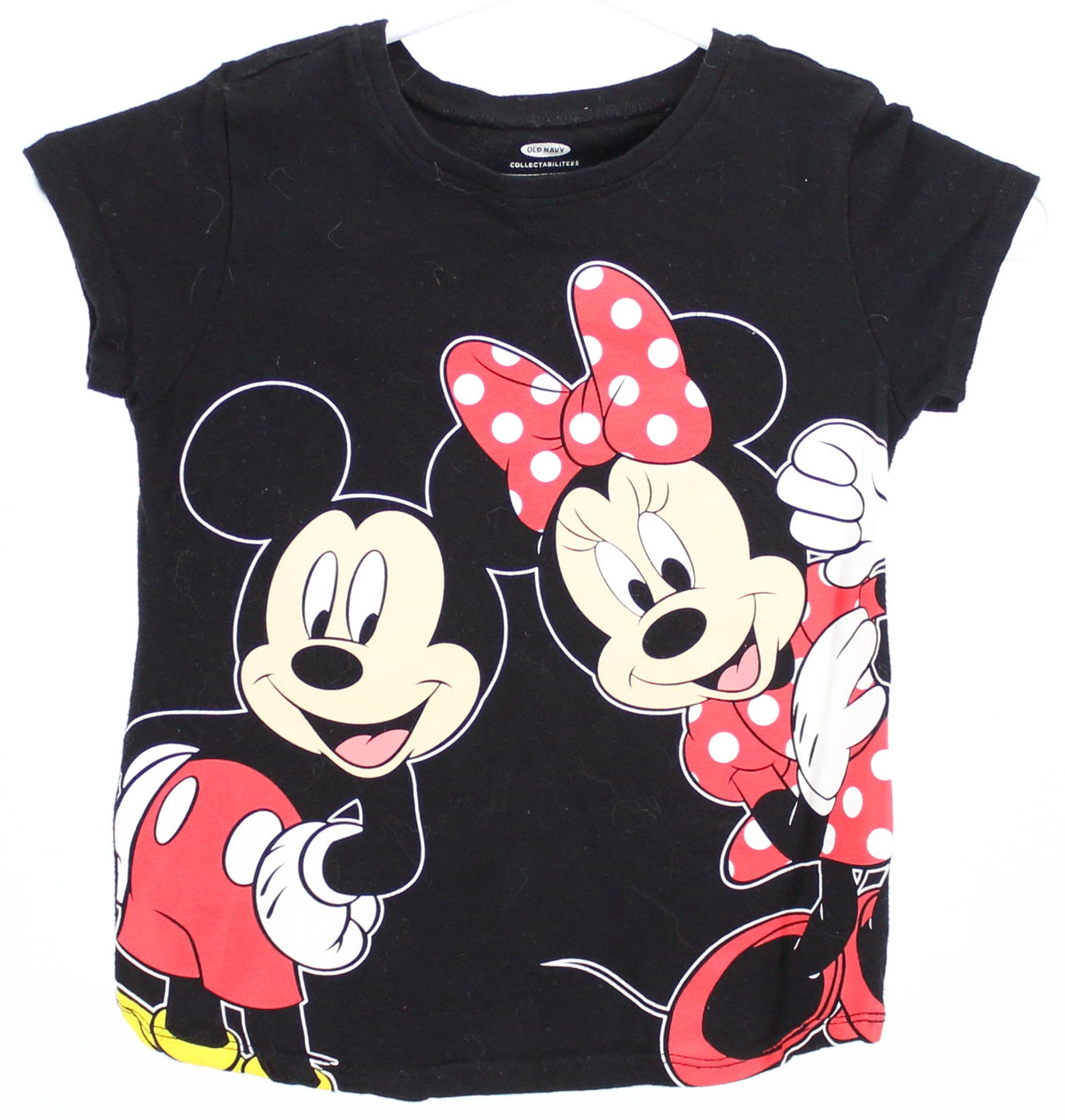 Old Navy Collectables Disney Mickey and Minnie Silk Print Black T-Shirt