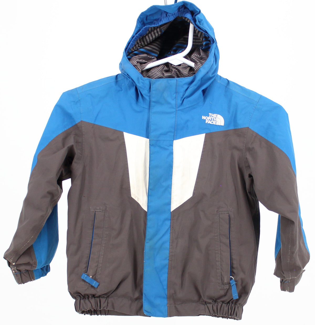 The North Face Blue Grey and White Rain Jacket