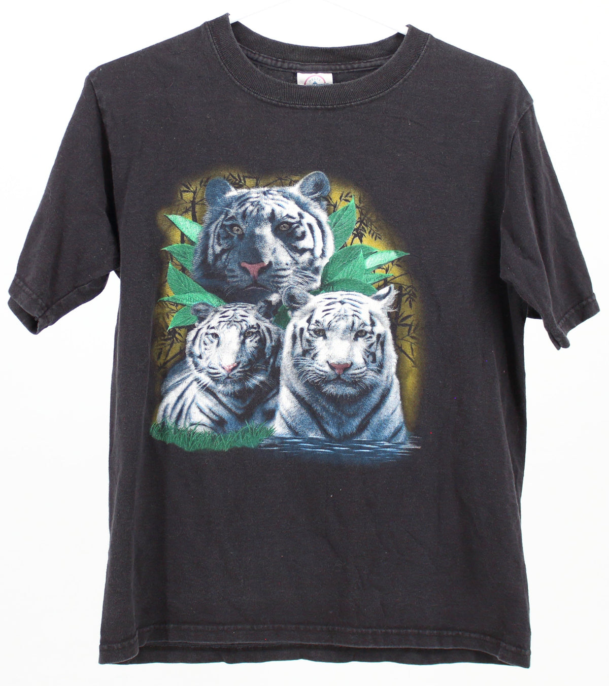 Delta Magnum Weight Tigers Silk Print Black T-Shirt