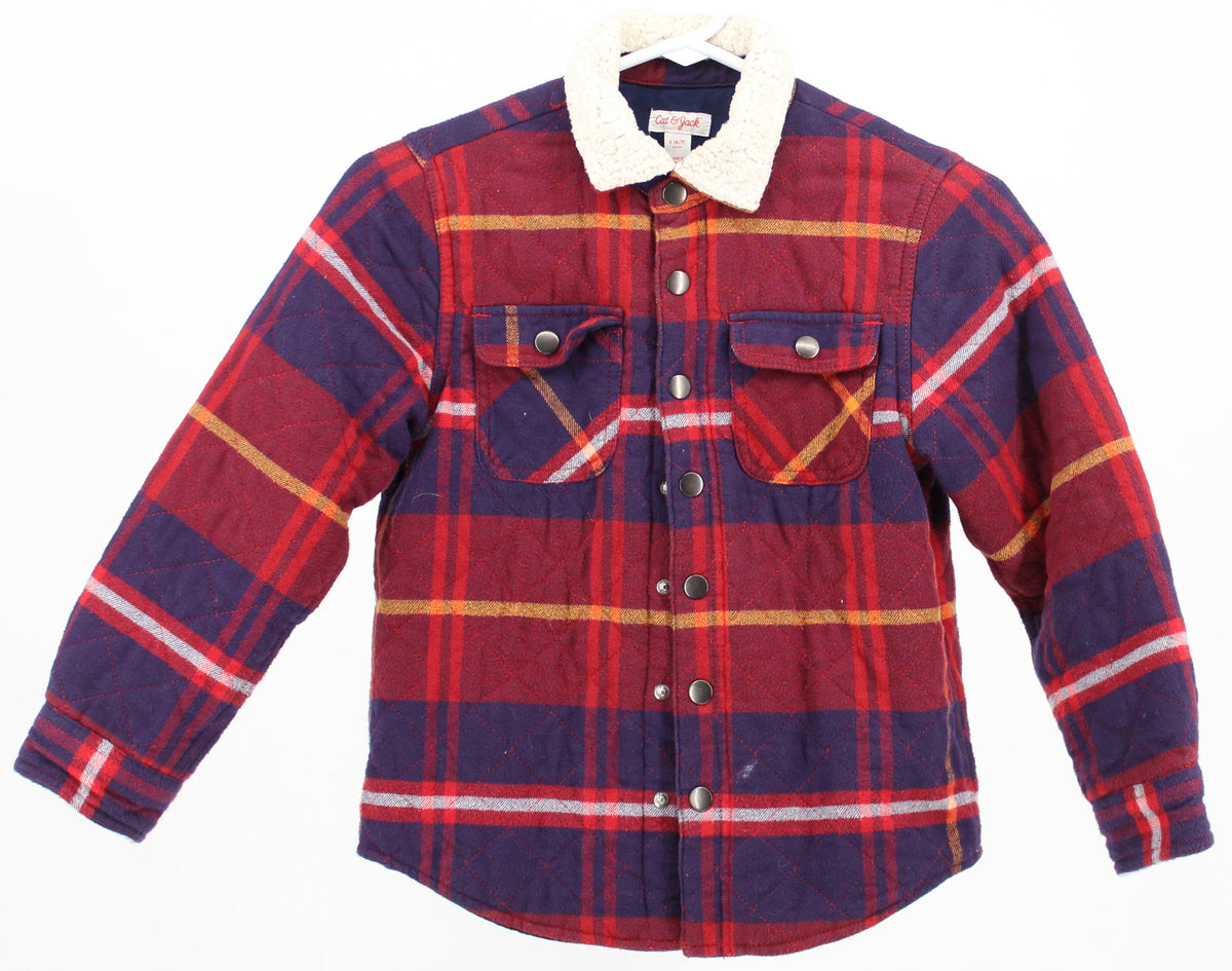 Cat & Jack Lined Plaid Fleece Thick Shirt in Matelasse