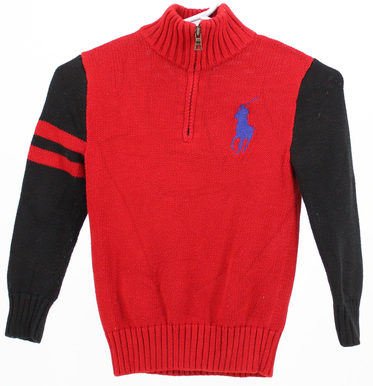 Polo by Ralph Lauren Red and Black Half-zip Sweater