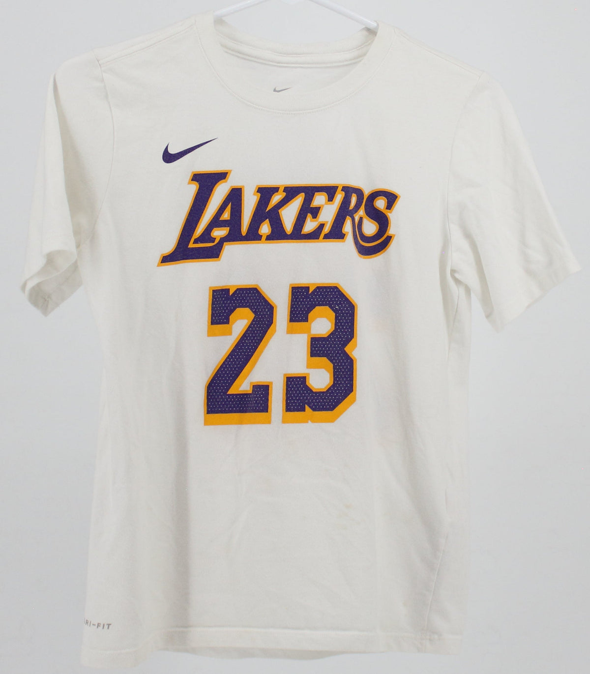 The Nike Tee Lakers 23 Silk Print Front and Back White T-Shirt