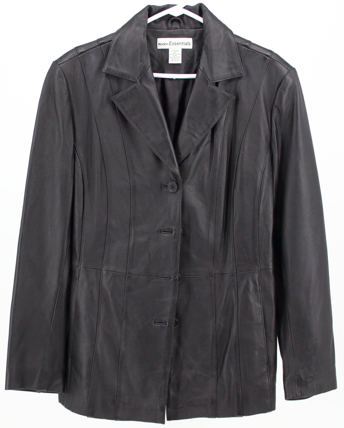 Modern Essentials Black Leather Cutouts Blazer