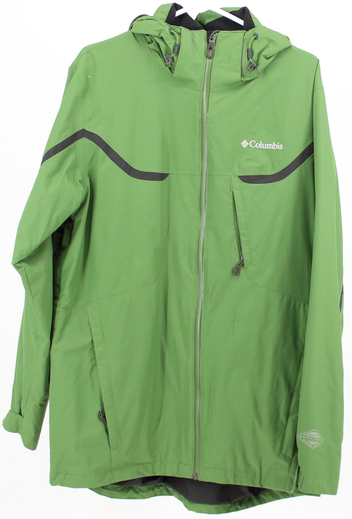 Columbia Removable Hood Green Rain Jacket