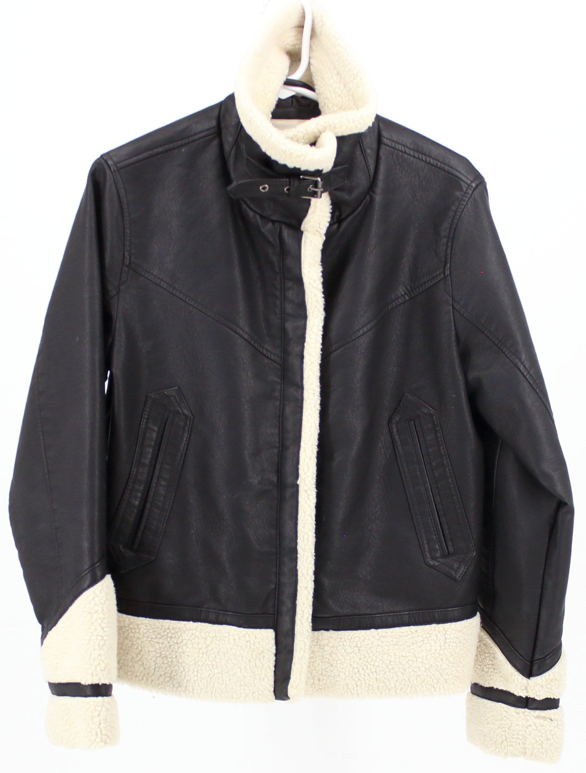 Universal Thread Vegan Leather Black and Off White Jacket