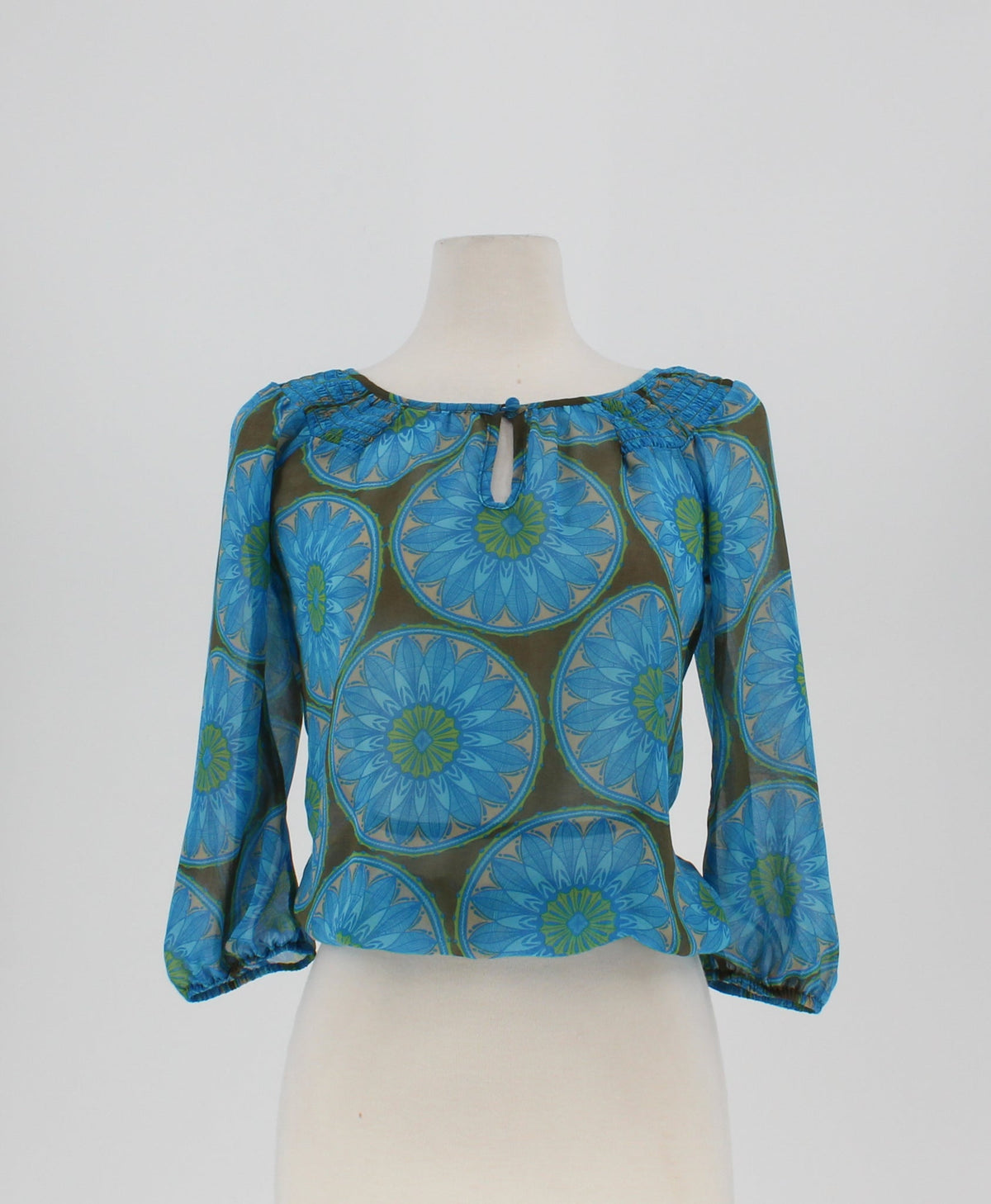 Banana Republic Citrus Print Round Neck Long-sleeved Blouse