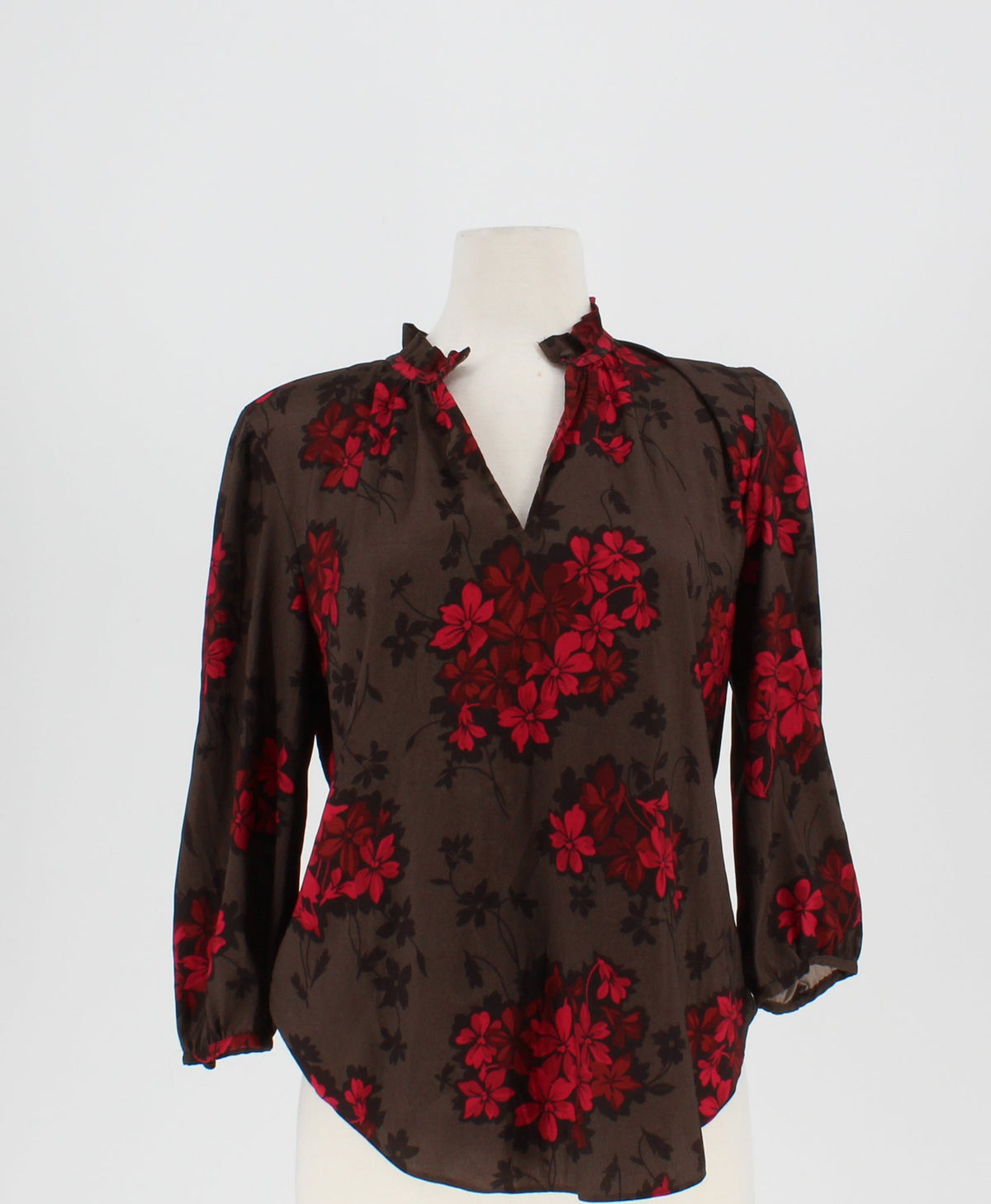 Ann Taylor Floral Key-hole Long-sleeved blouse