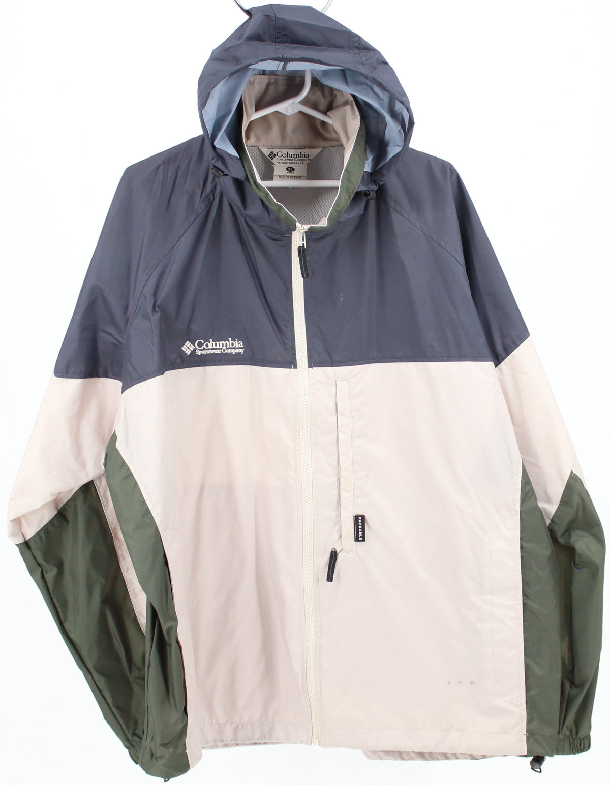 Columbia Blue, Green and Off White Nylon Jacket