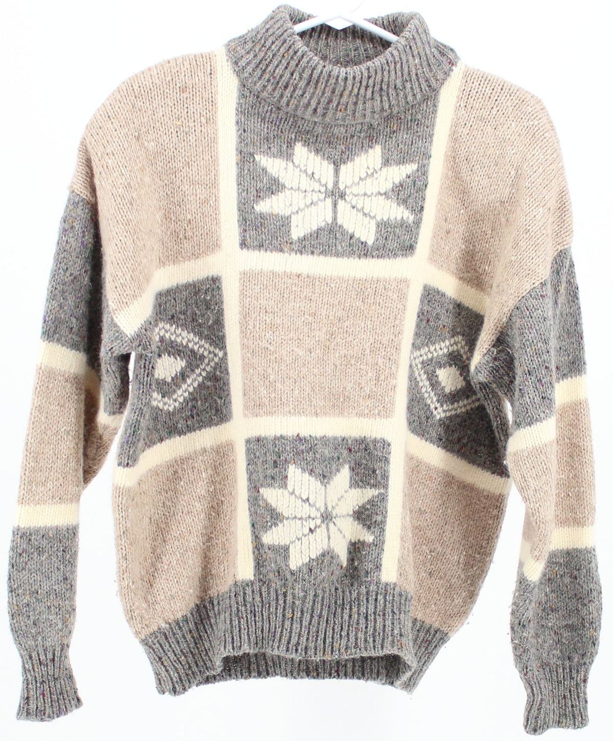 Albee Jacquard Grey Beige and Off White Sweater