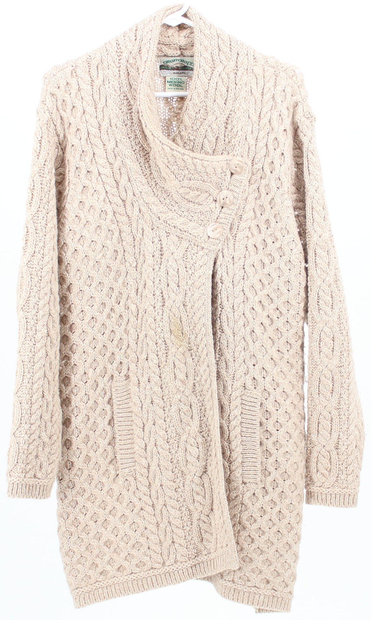 Aran Crafts Beige Mid Cardigan