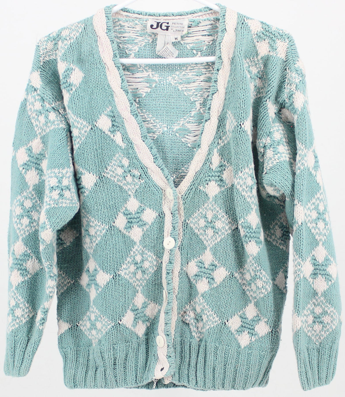 JG Petite Collection by Joyce Turquoise and White Cardigan