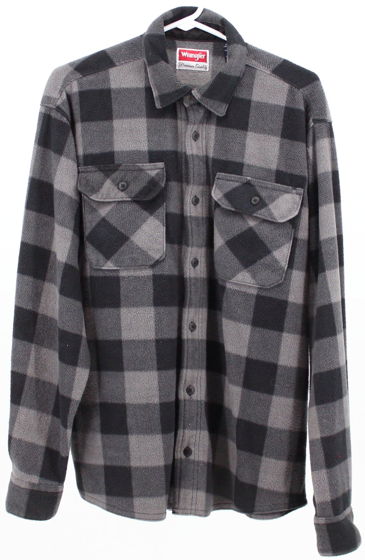 Wrangler Black and Grey Plaid Fleece Shirt