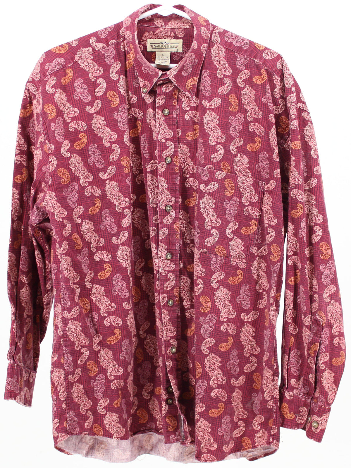 Natural Issue Plaid and Paisley Print Long Sleeve Shirt