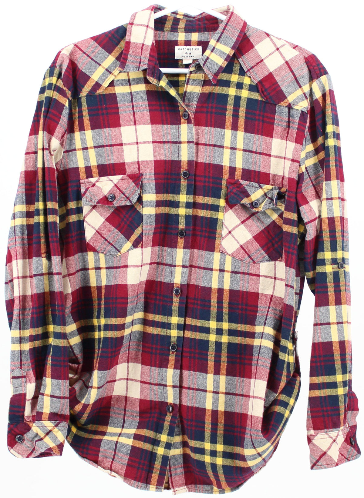 Matchstick Plaid Print Flannel Shirt