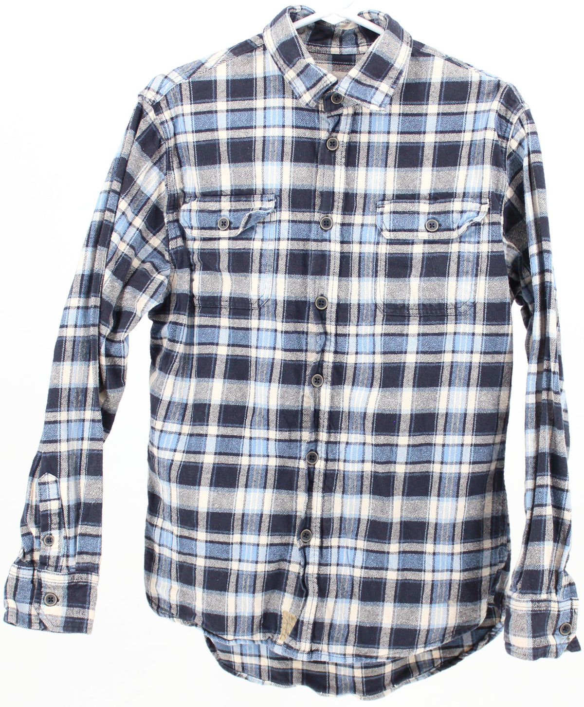 Jachs Blue and Off White Plaid Flannel Shirt