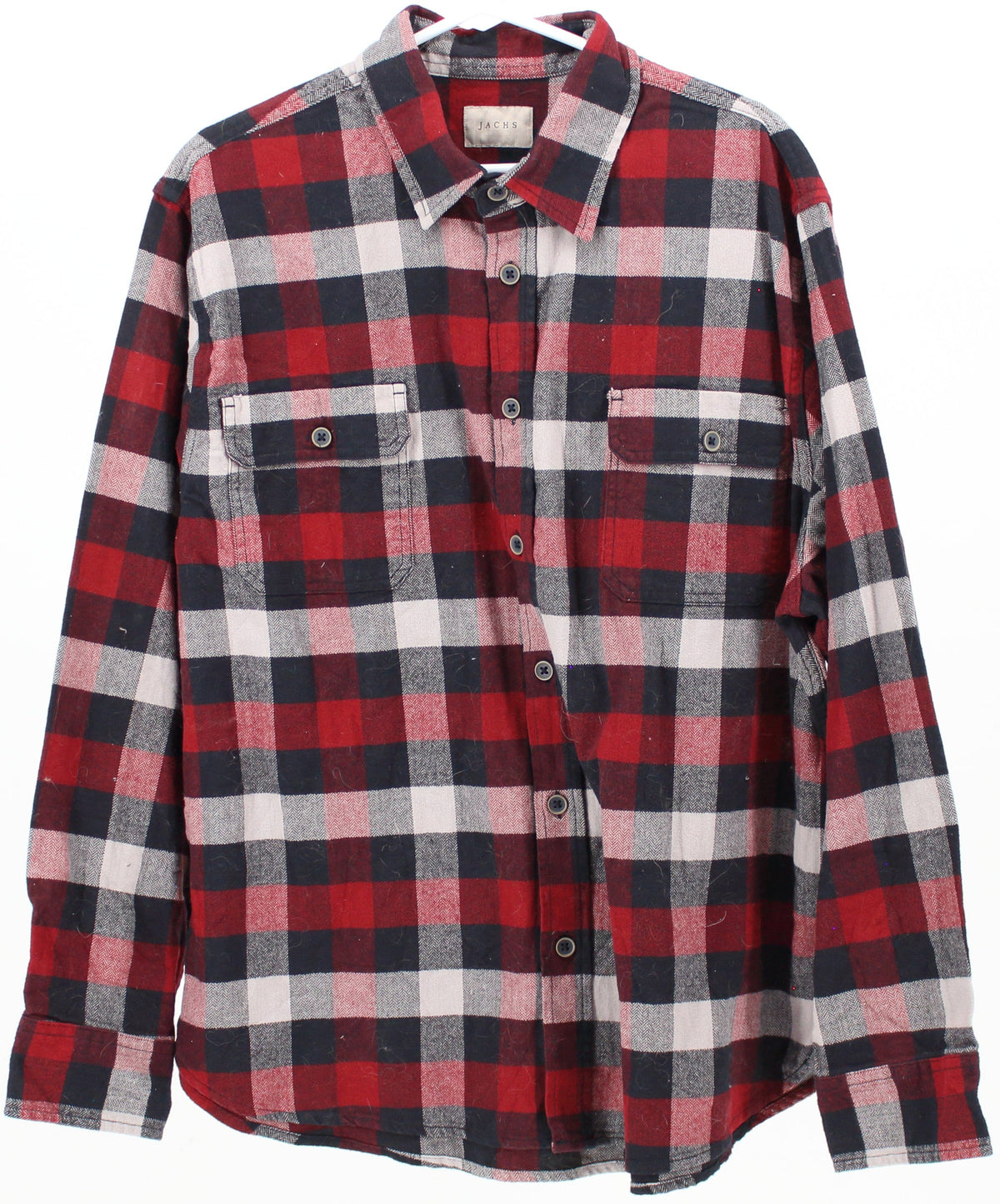 Jachs Red Black and Grey Plaid Flannel Shirt