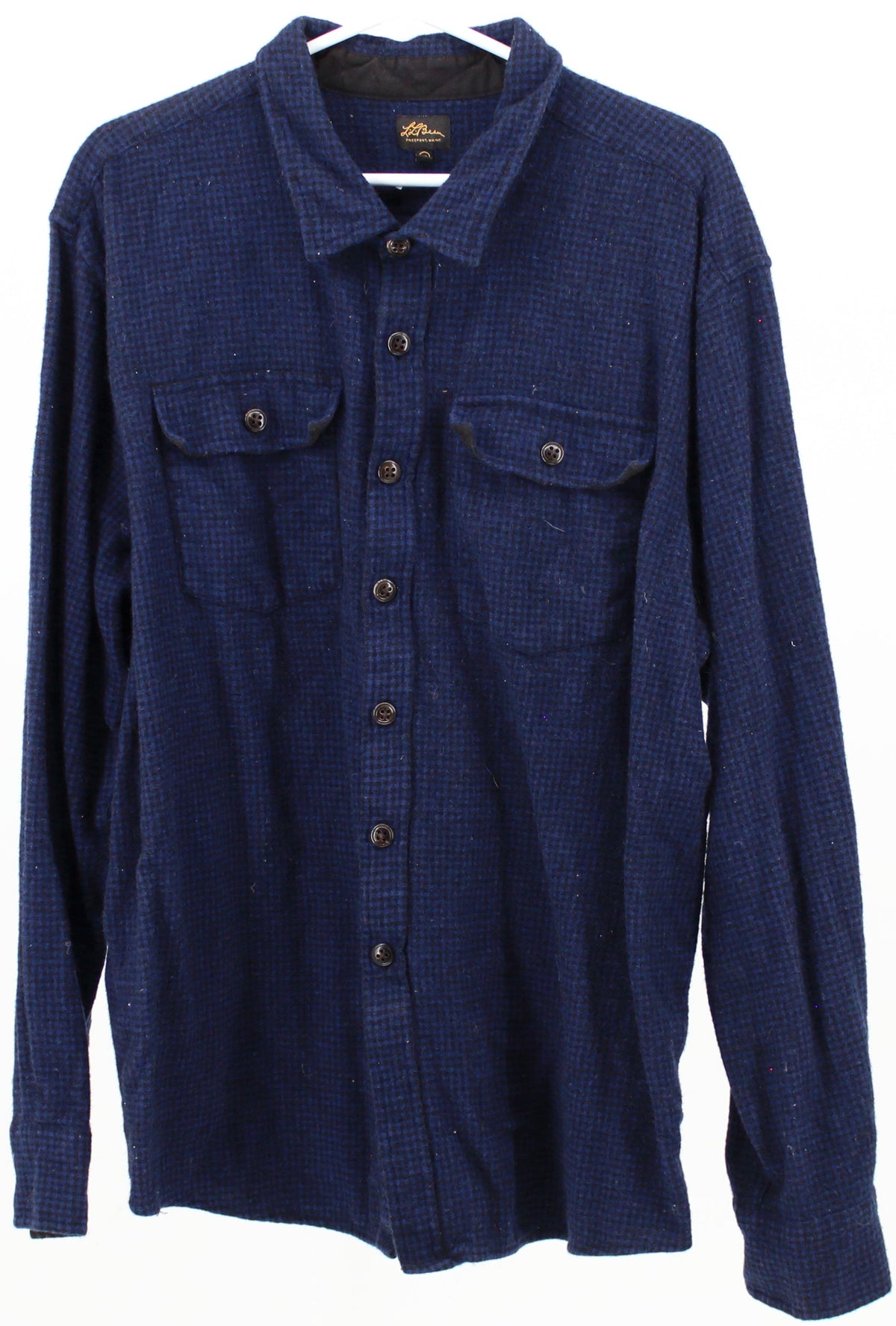 L.L.Bean Blue and Black Plaid Flannel Shirt