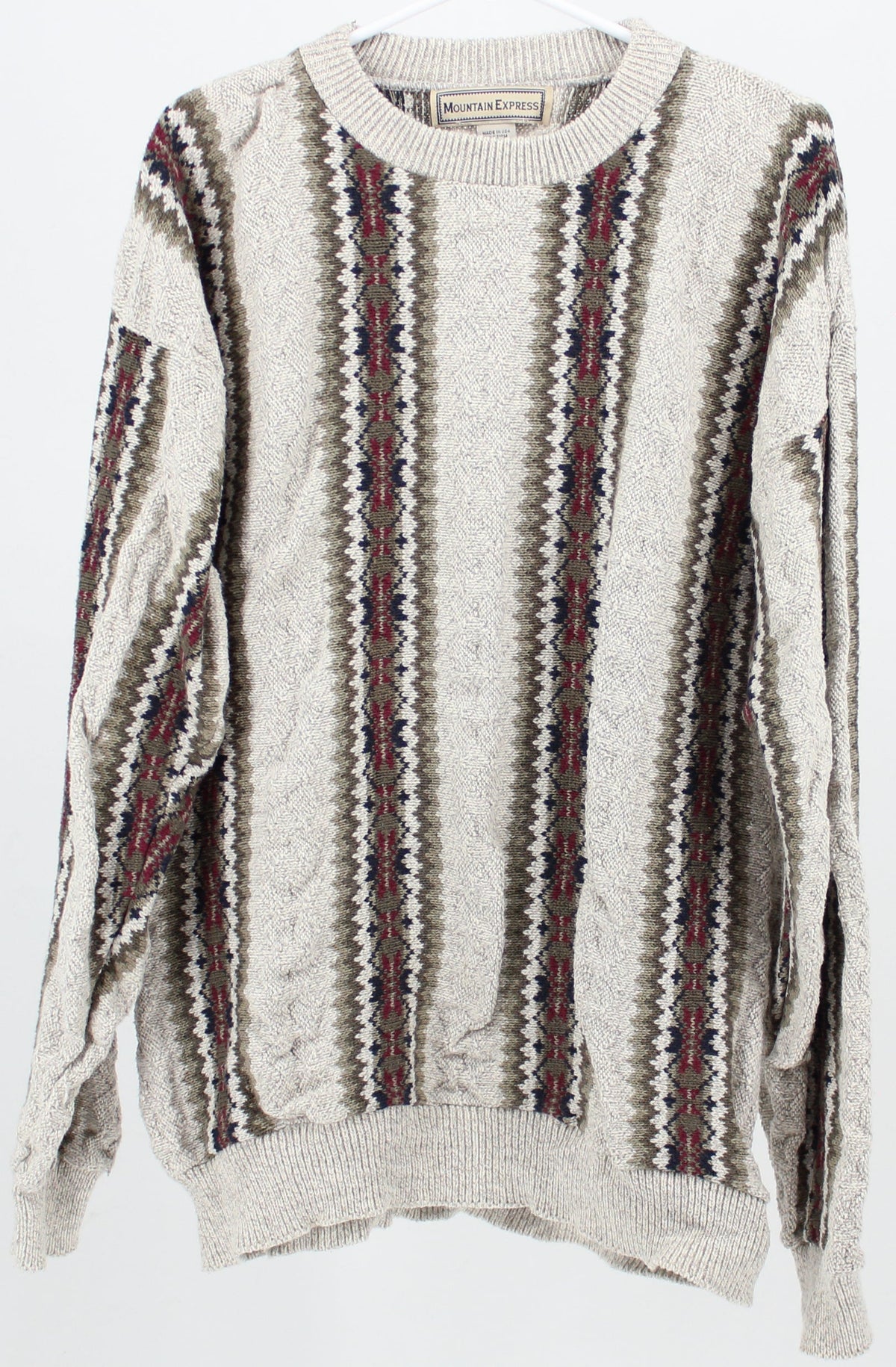 Mountain Express Light Grey Jacquard-knit Sweater