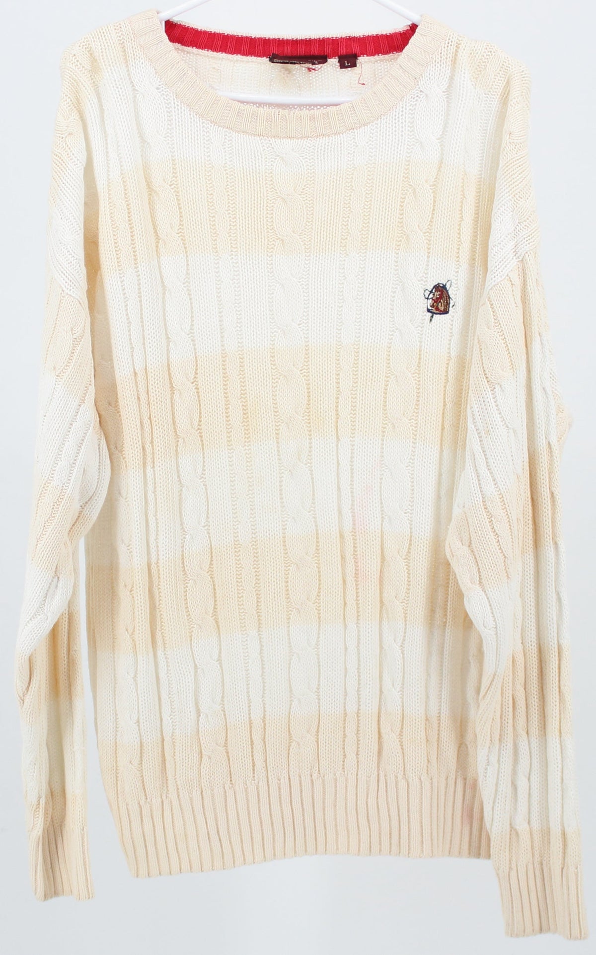 Chaps Ralph Lauren Off White and Beige Striped Sweater