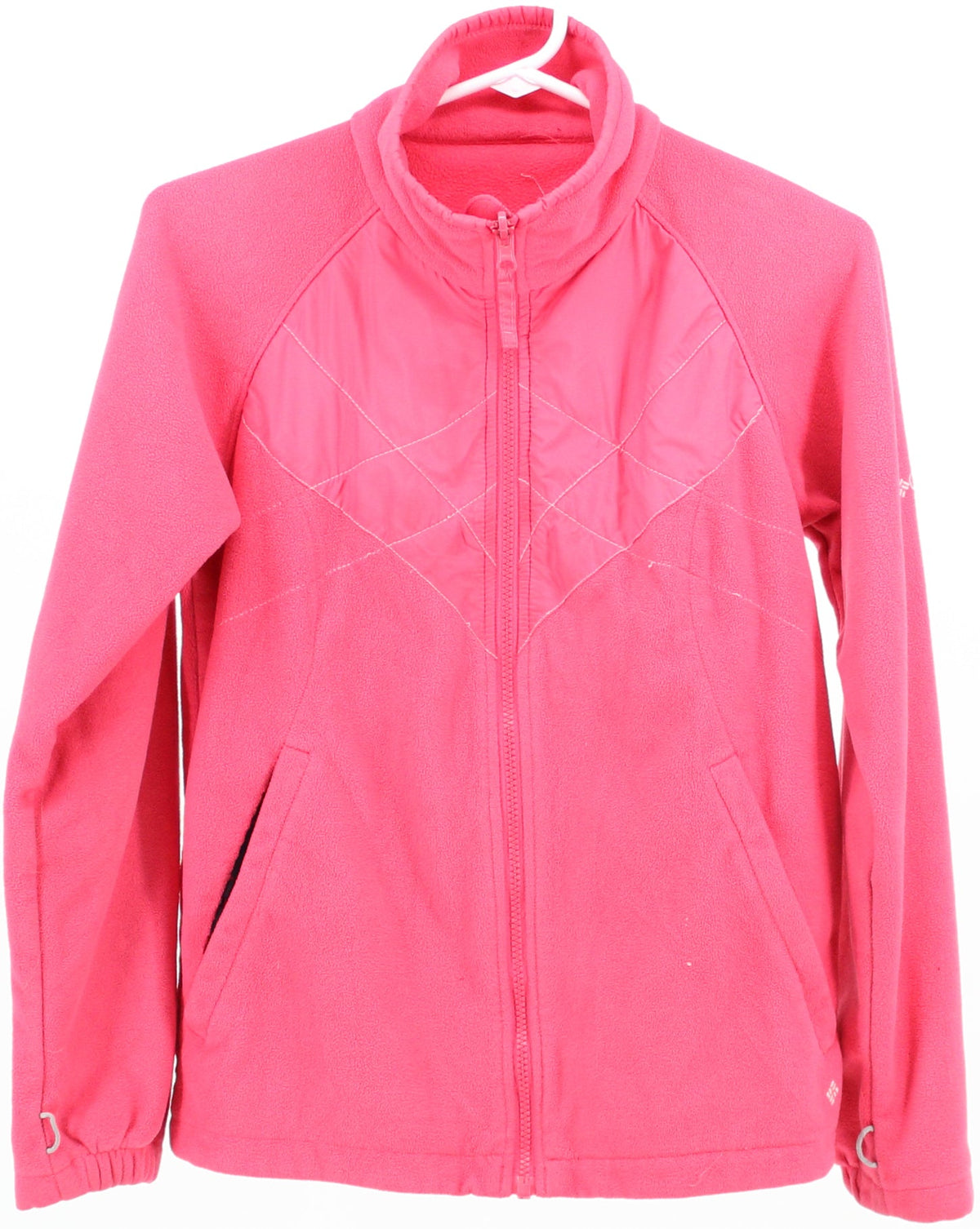 Columbia Bugaboo Pink Fleece Jacket with Nylon Matelasse on Chest
