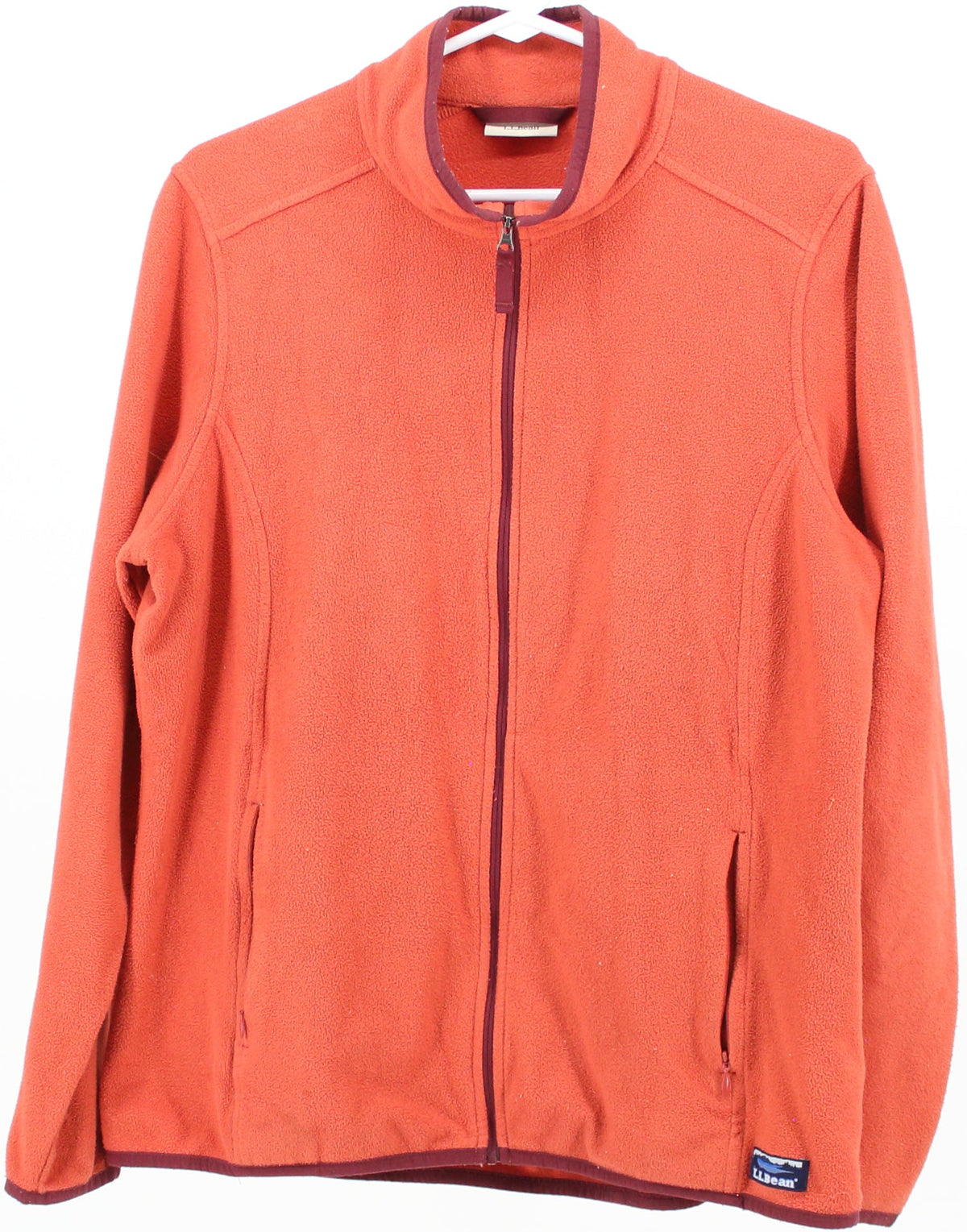 L.L.Bean Orange Fleece Jacket With Burgundy Details