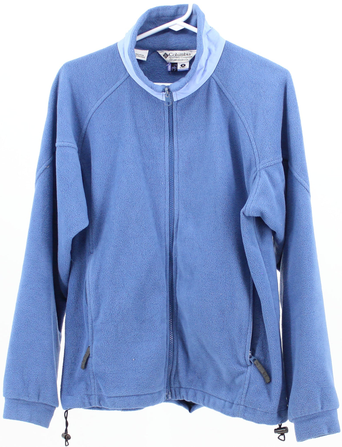 Columbia Blue Women's Fleece Jacket With Nylon Collar Detail