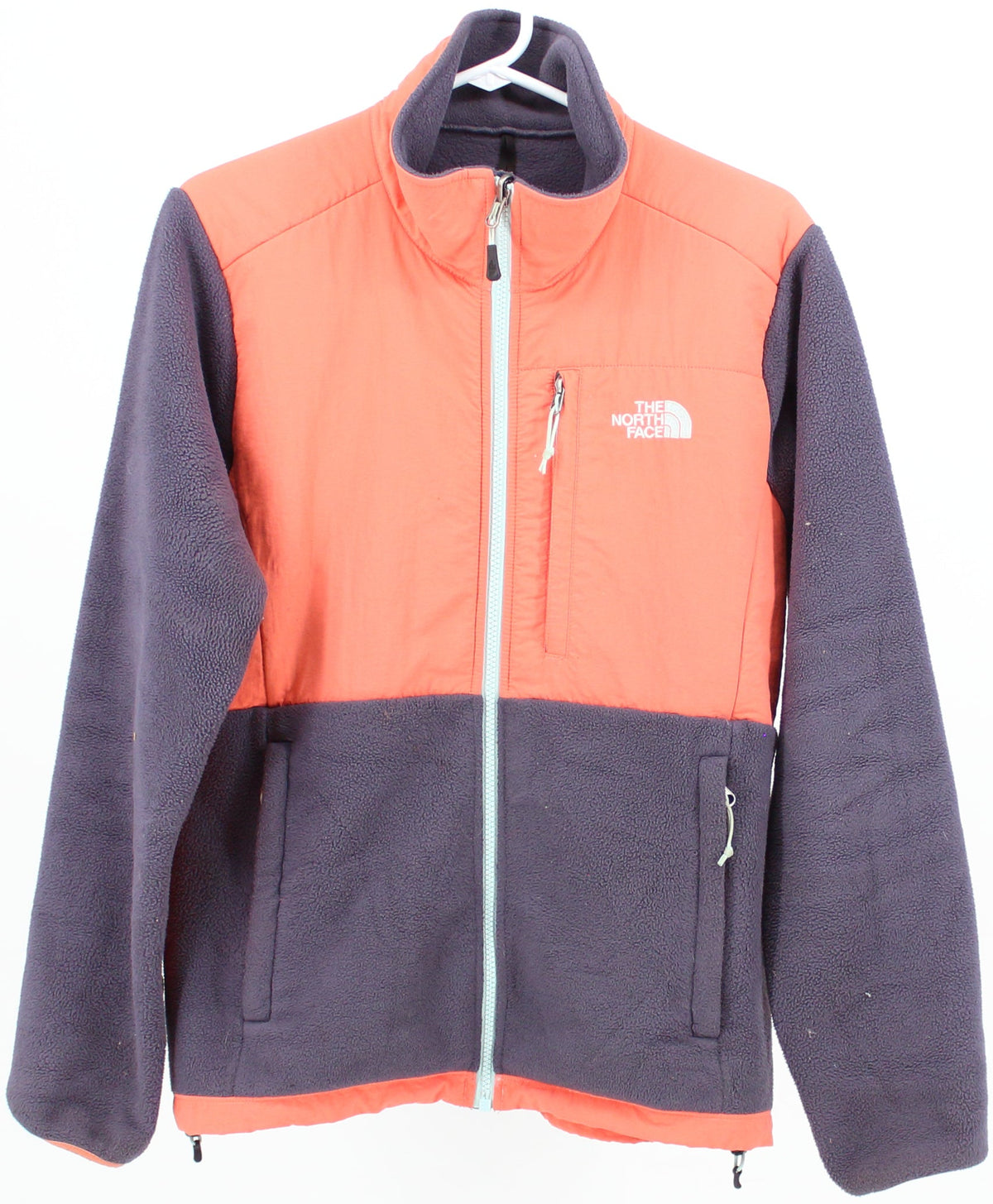 The North Face Women's Dark Grey Fleece Jacket With Orange Nylon Details