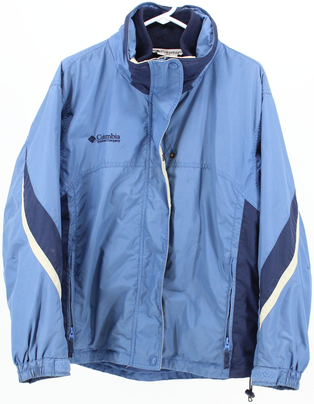 Columbia Blue Navy Blue and Off White Down Coat