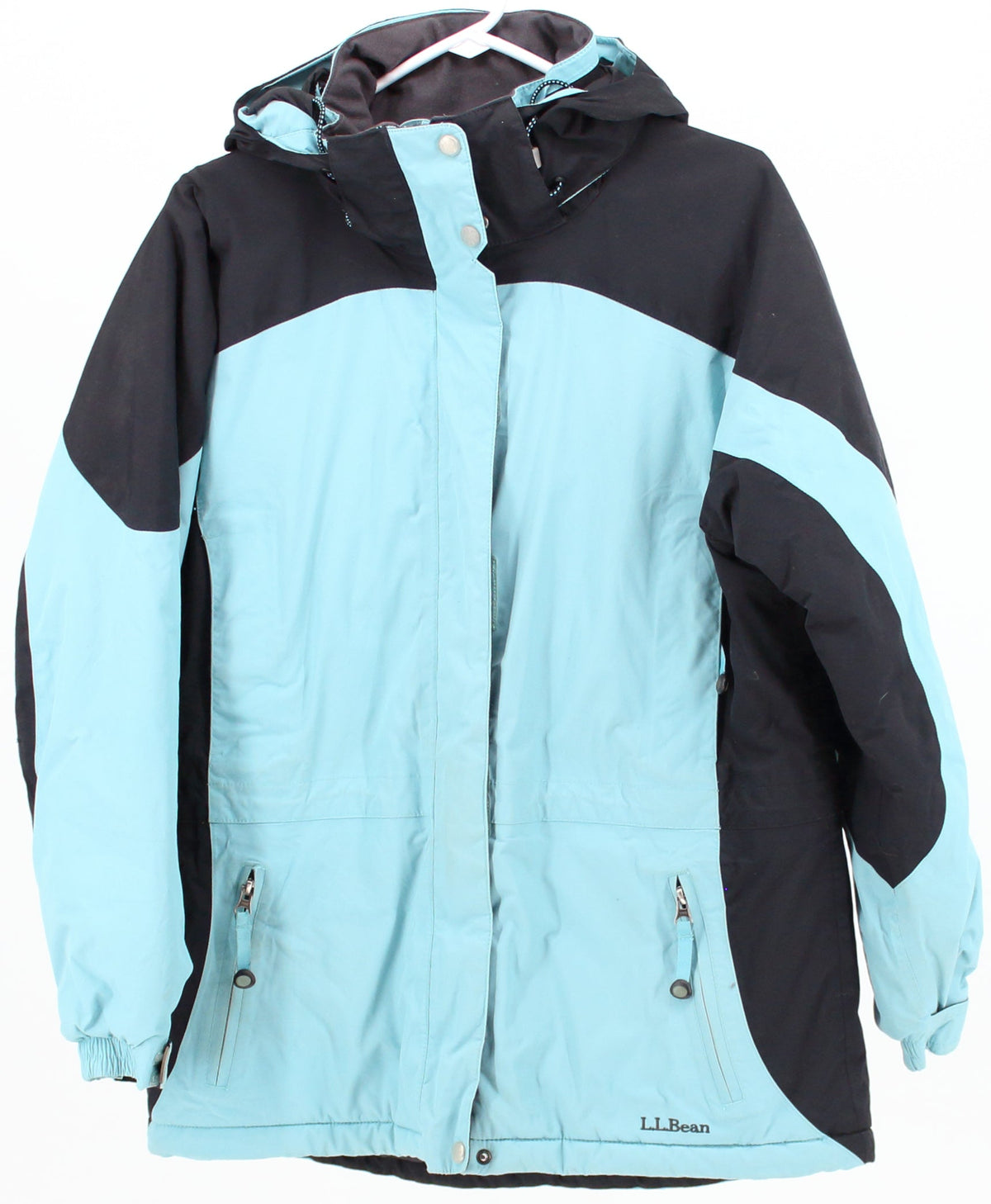 L.L.Bean Black and Light Blue Mid Insulated Coat