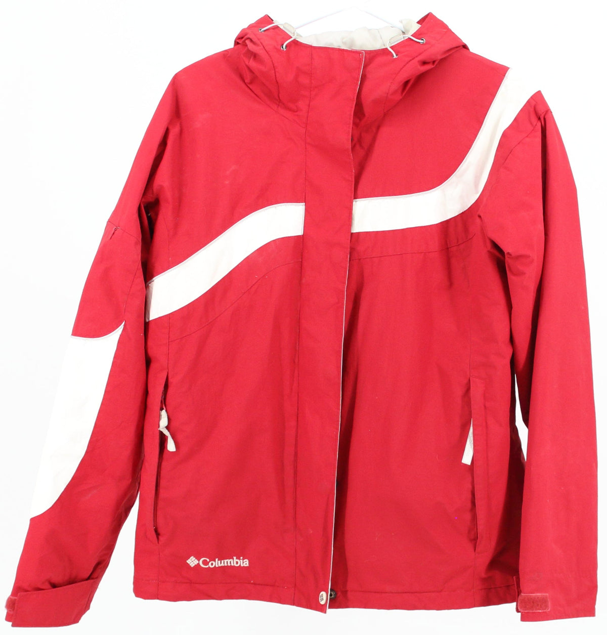 Columbia Red and White Nylon Coat