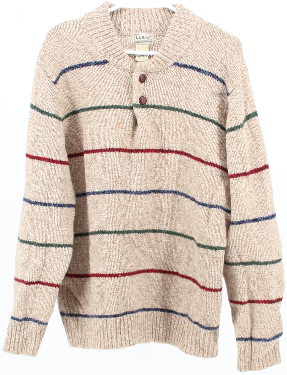 L.L.Bean Buttons Front Striped Sweater
