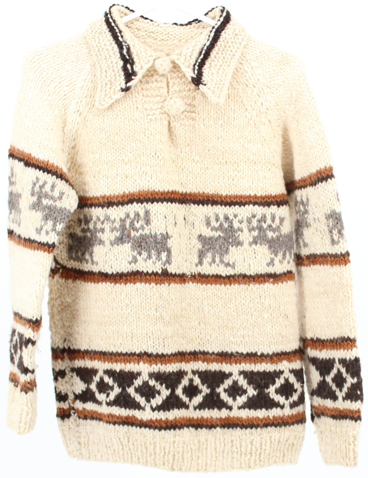 Jacquard Knit Sweater With Knit Buttons