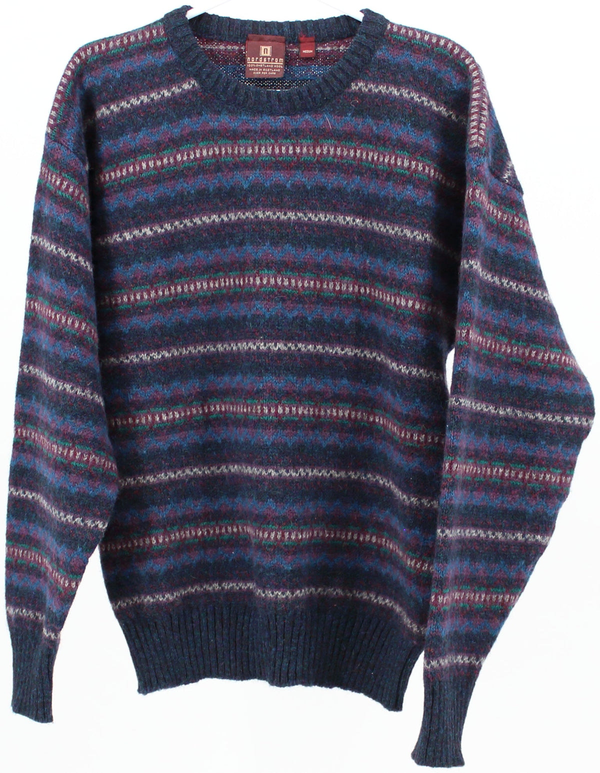 Nordstrom Blue Jacquard Knit Striped Sweater