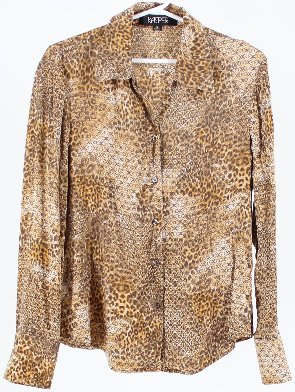Kasper Print Silk Shirt