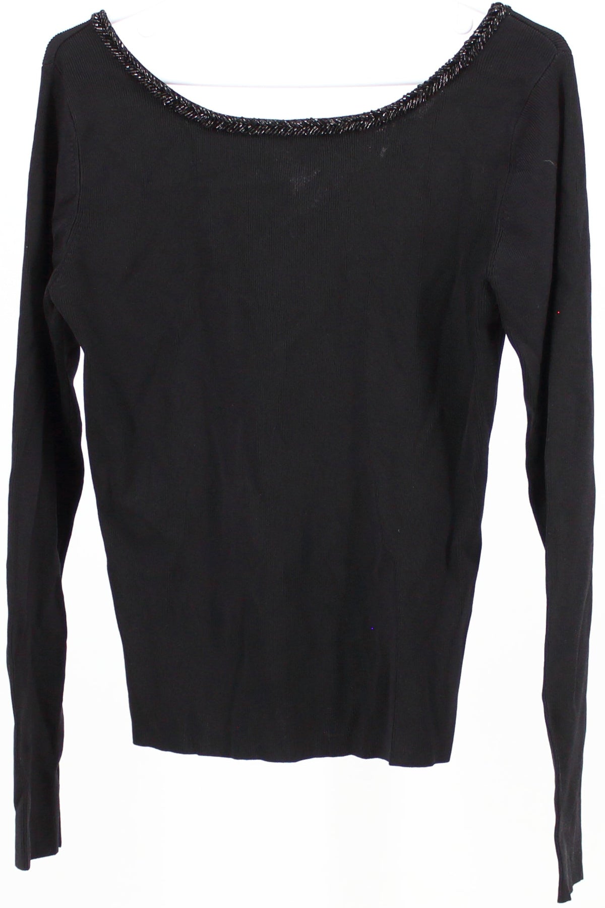 Michelle Nicole Embroidered Black Blouse With Opening On The Back