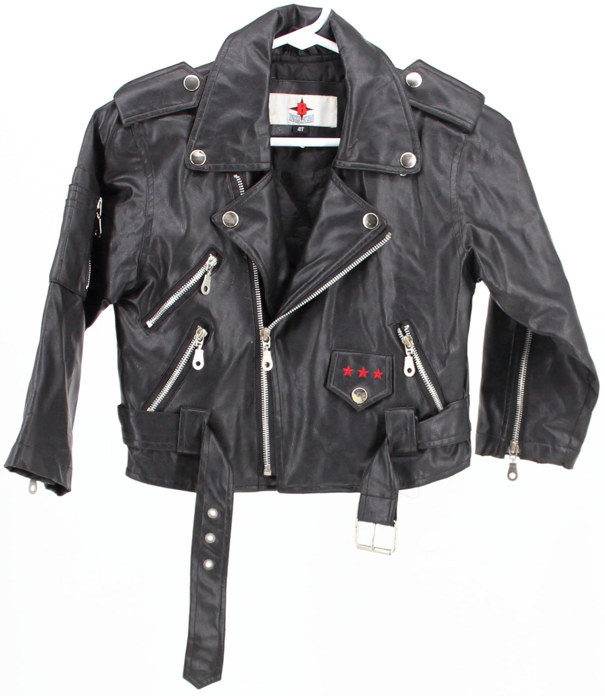 Bike Star Black Vegan Leather Embroidered Biker Jacket