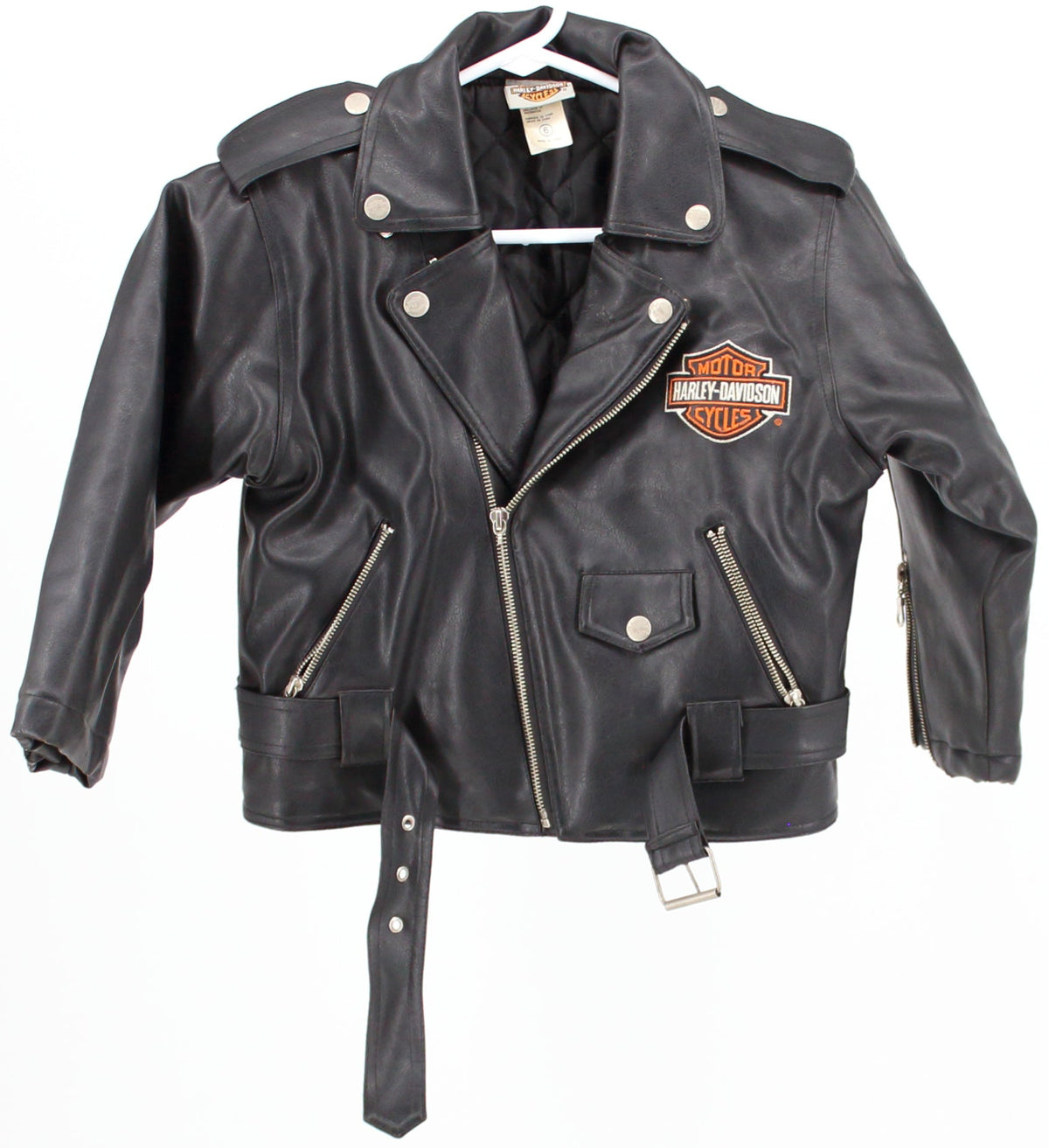 Harley Davidson Black Vegan Leather Embroidered Biker Jacket