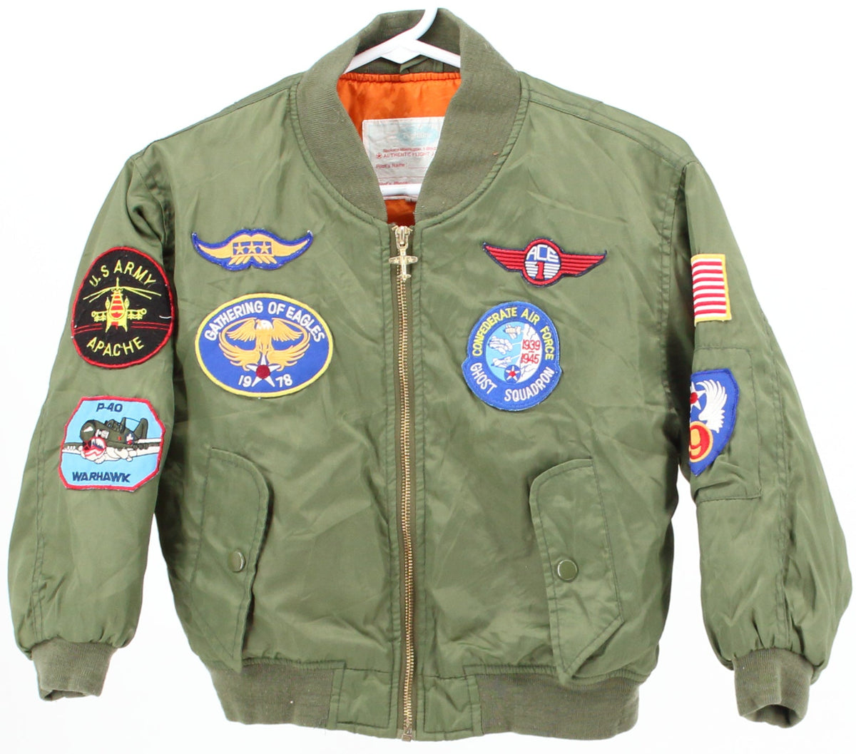 Flightline Army Green Patches Bomber Jacket