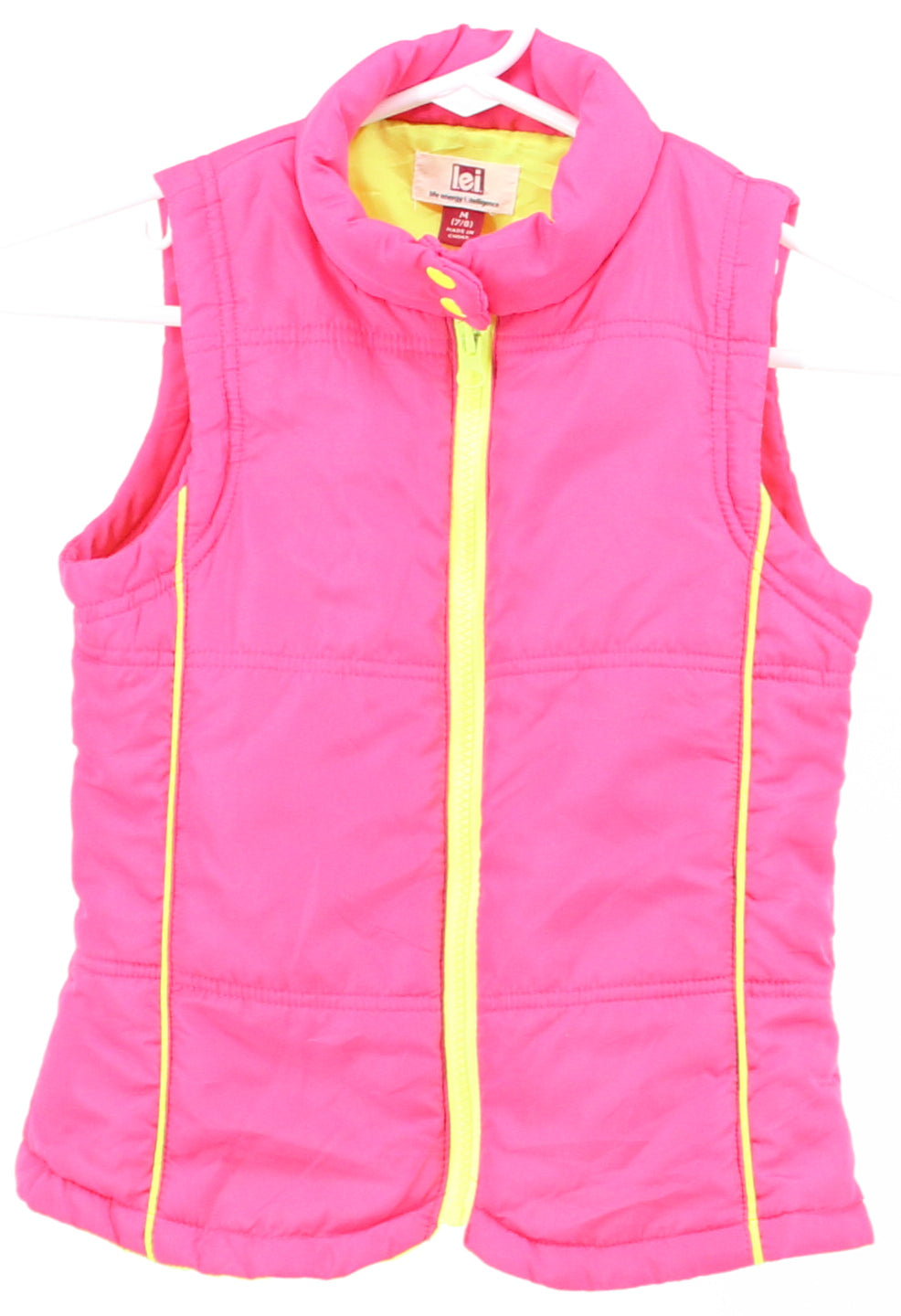 l.e.i. Pink and Yellow Neon Puffer Vest