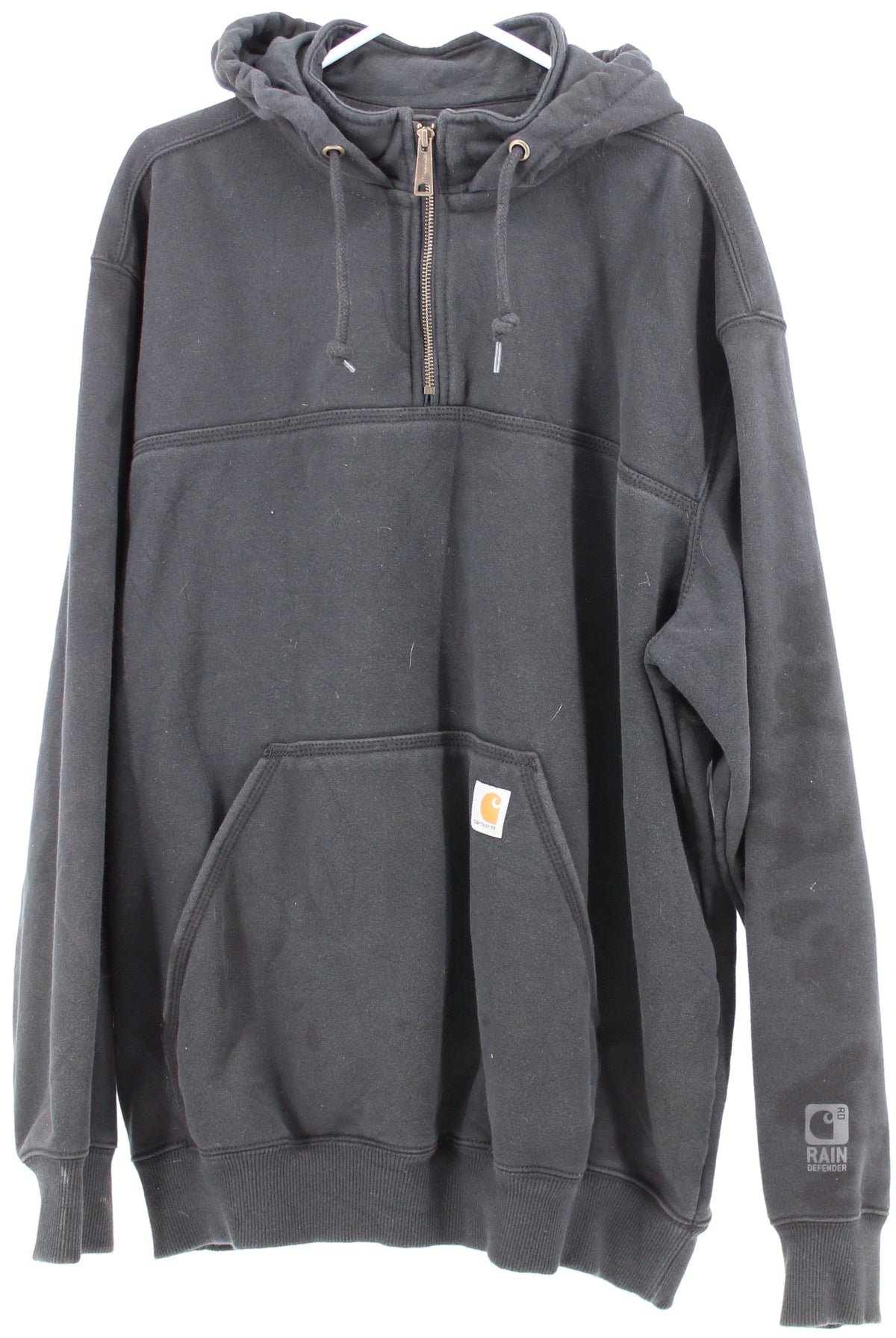 Carhartt Rain Defender Black Mid Zip Hooded Sweatshirt