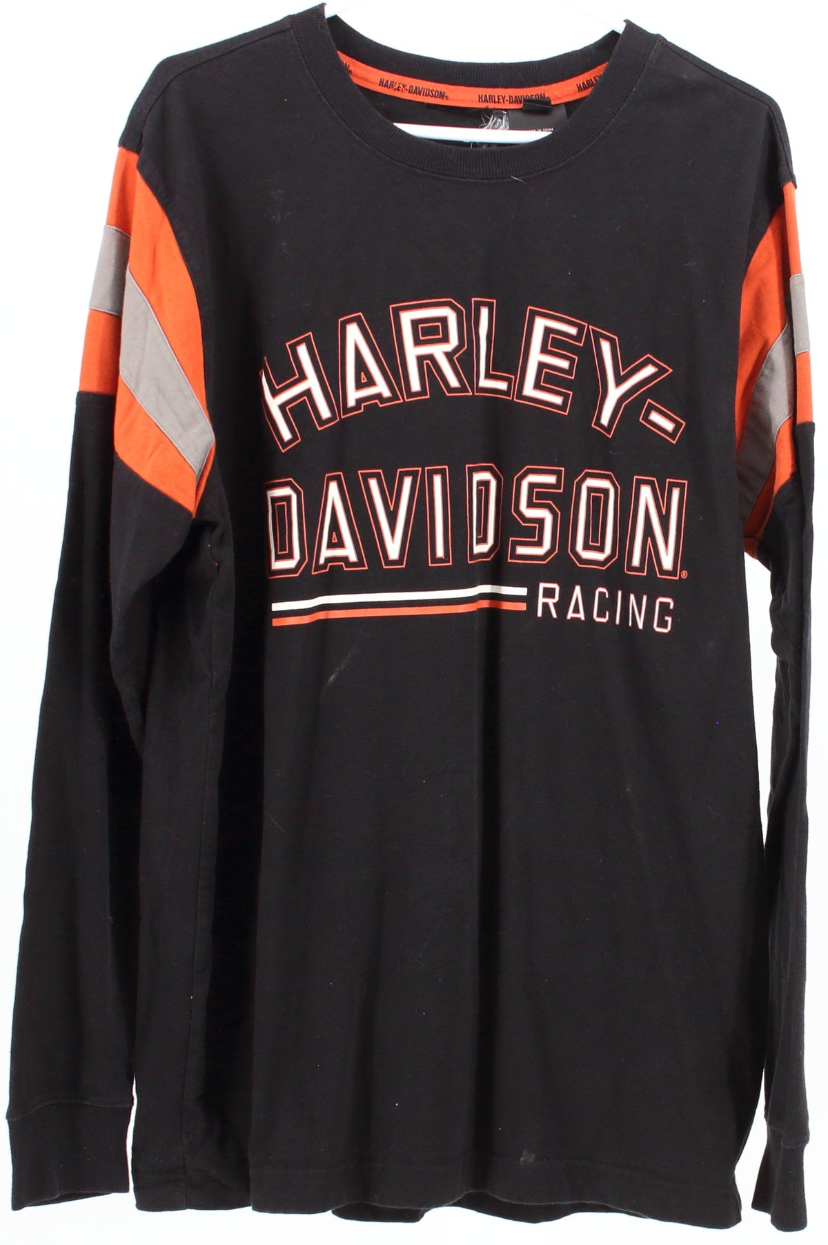 Harley Davidson Race Black Orange and Grey Long Sleeve T-Shirt