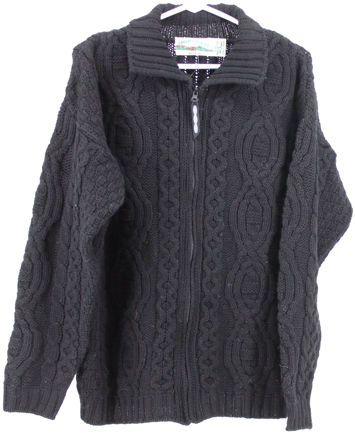 Aran Crafts Black Zip Sweater