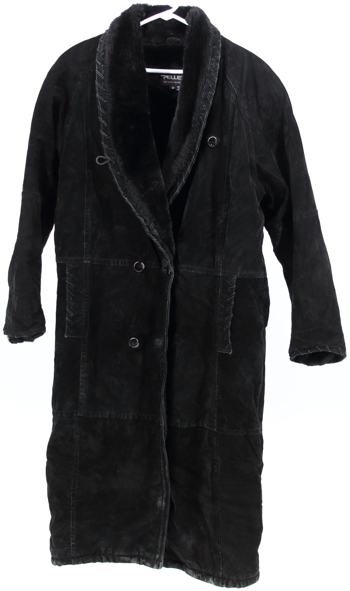 Pelle Black Long Leather Coat