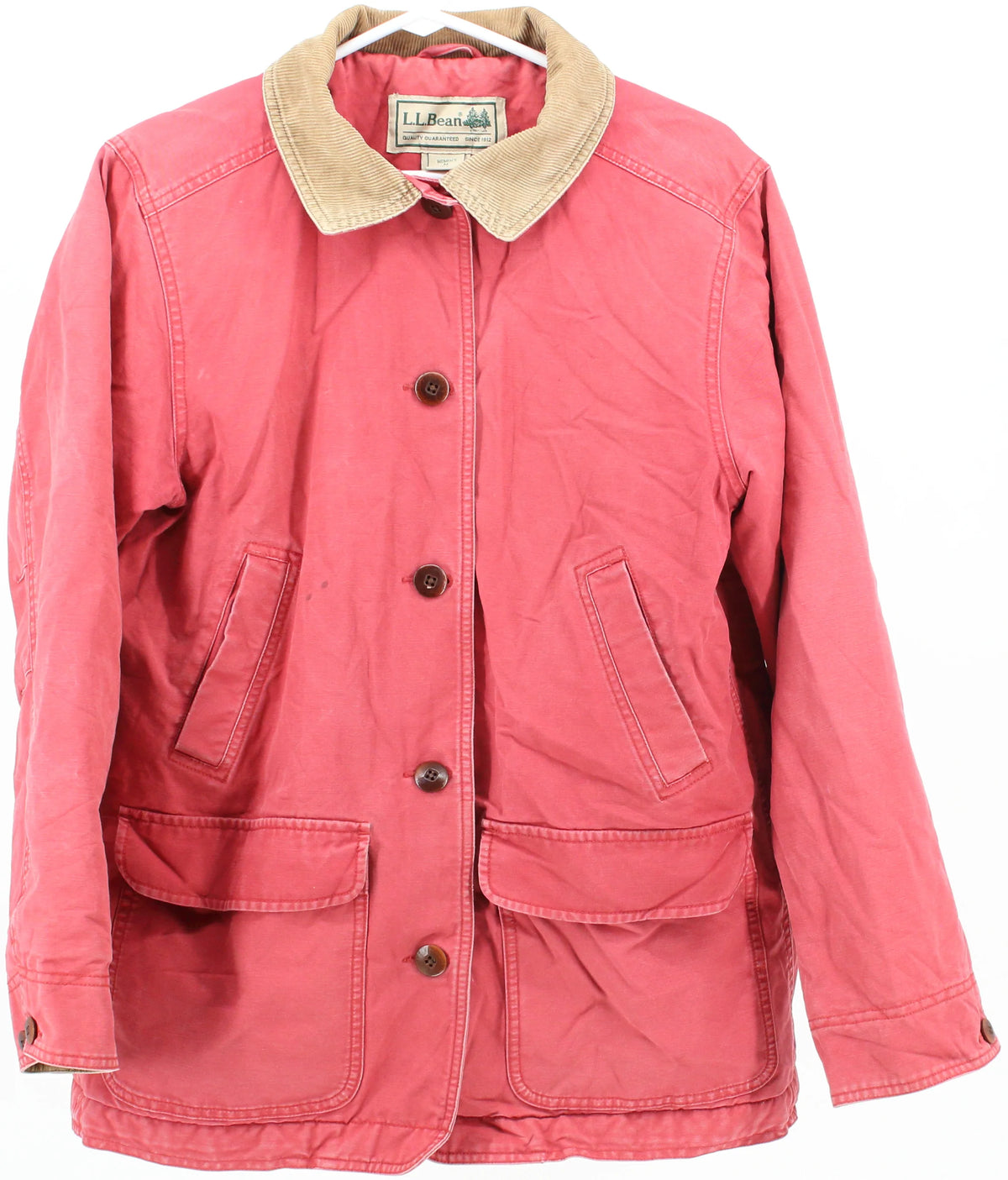 L.L.Bean Pink Jacket With Beige Corduroy Collar