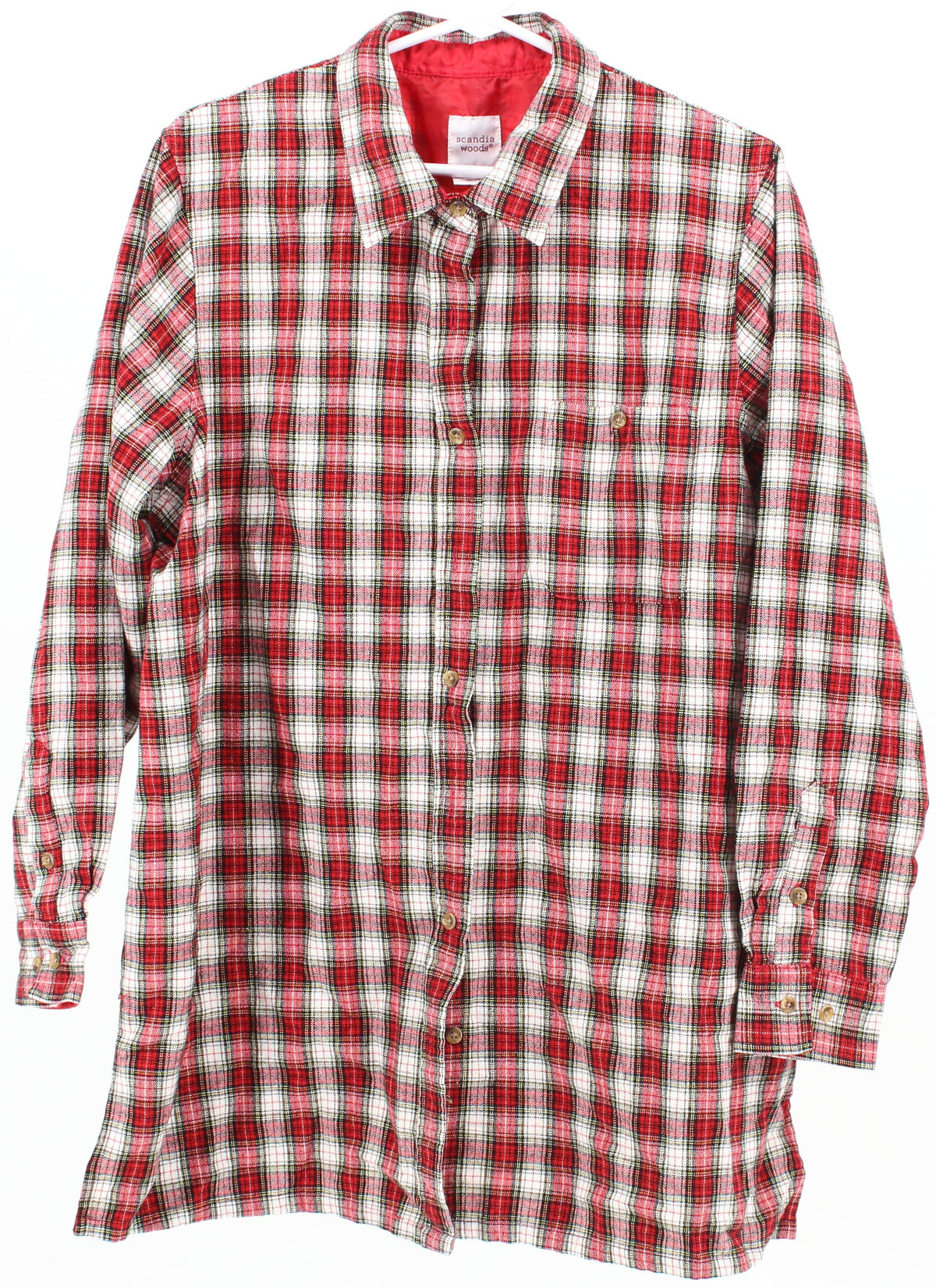 Scandia Woods Red and White Plaid Flannel Shirt