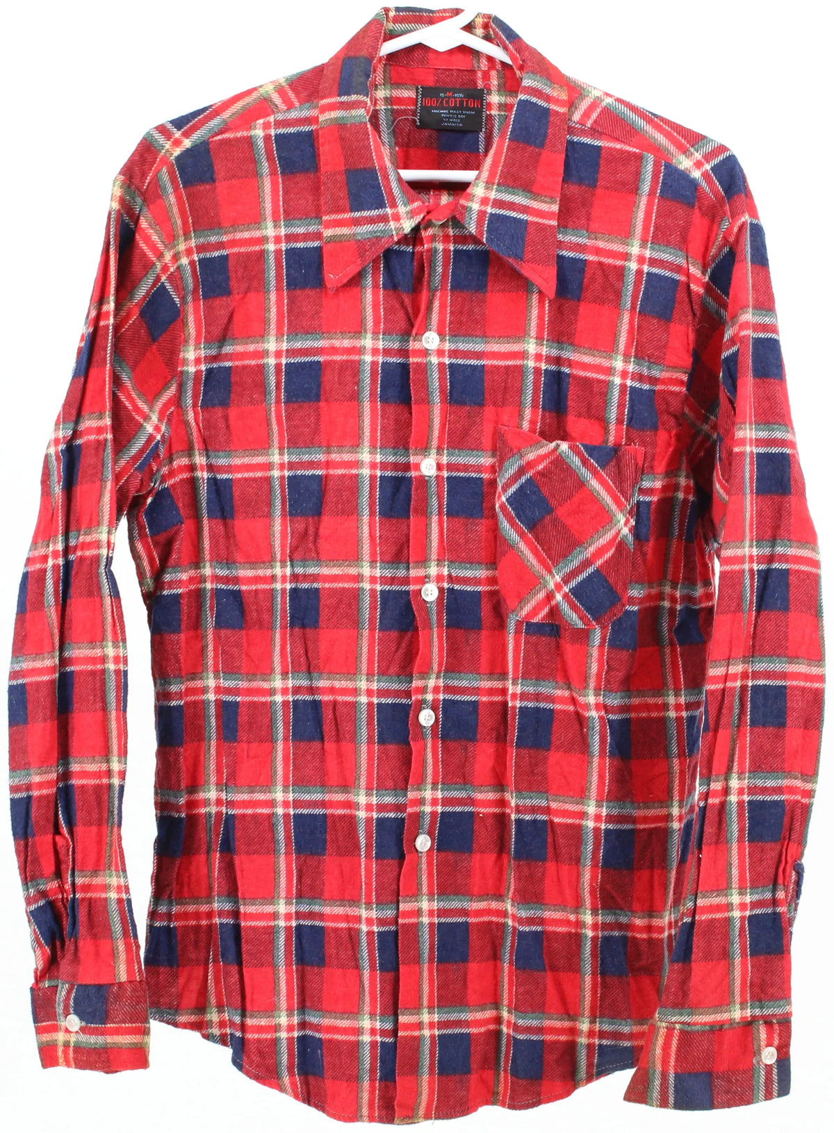 Red and Blue Plaid Flannel Shirt