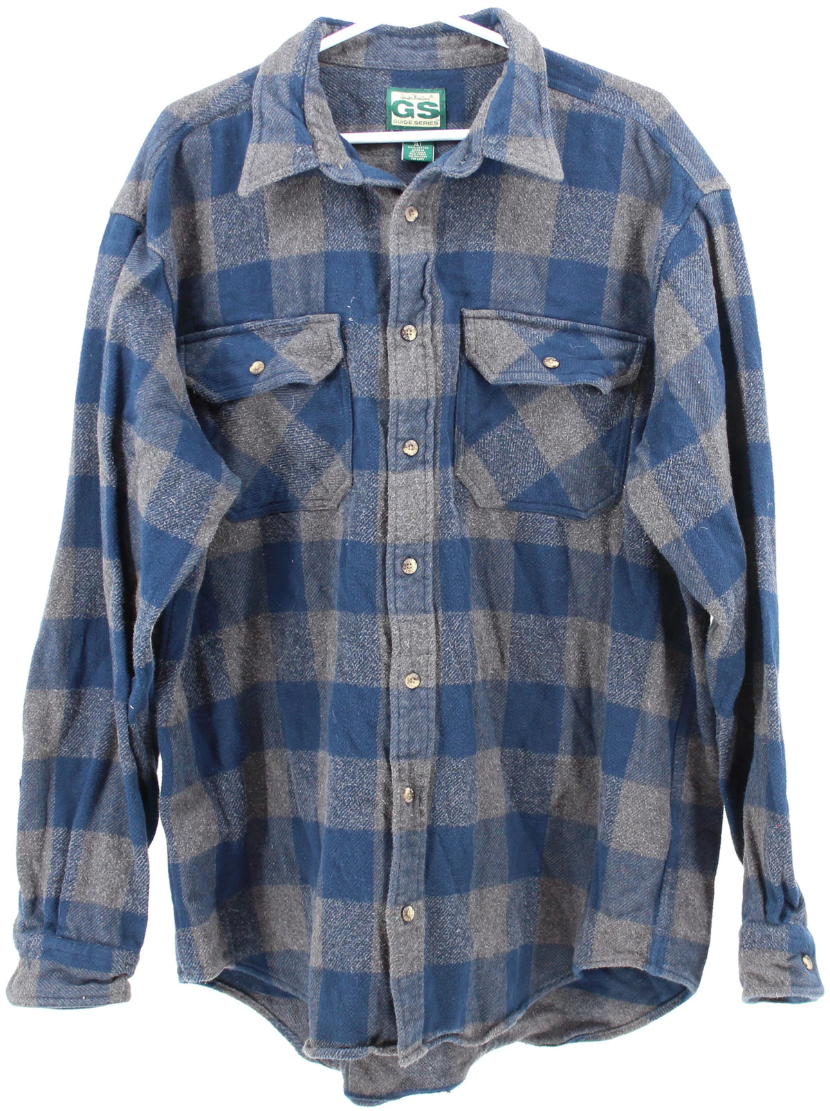 GS Guide Series Blue and Grey Plaid Flannel Shirt