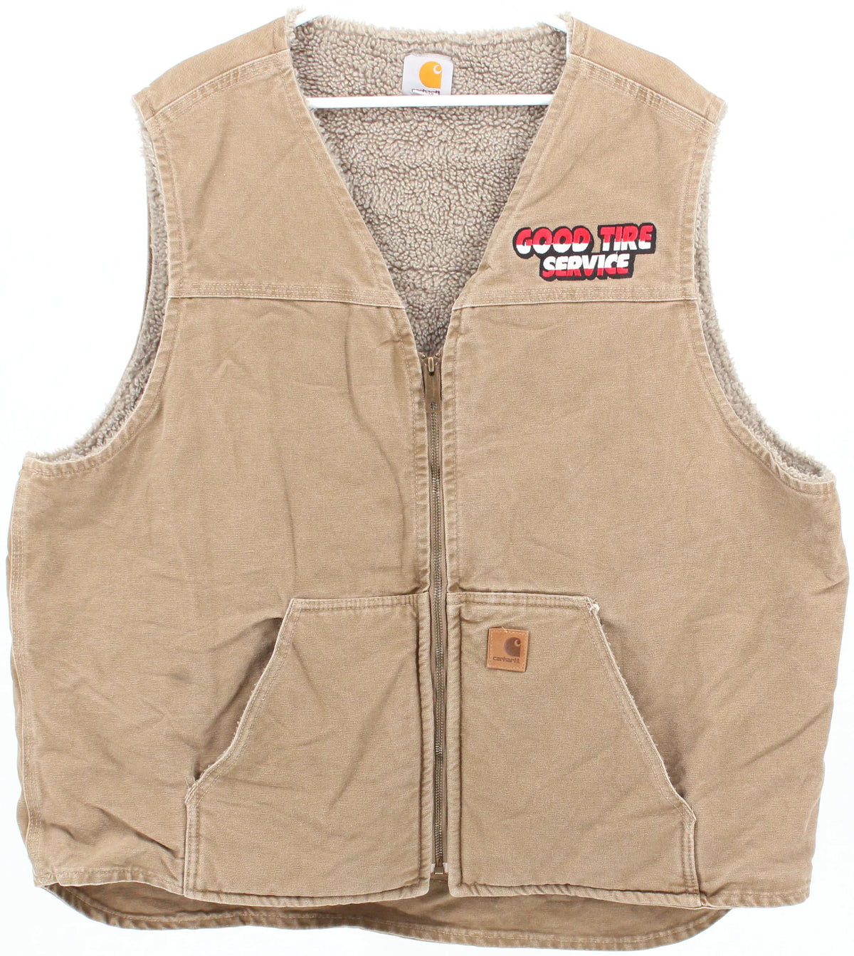 Carhartt Good Tire Service Beige Sherpa Lined Vest