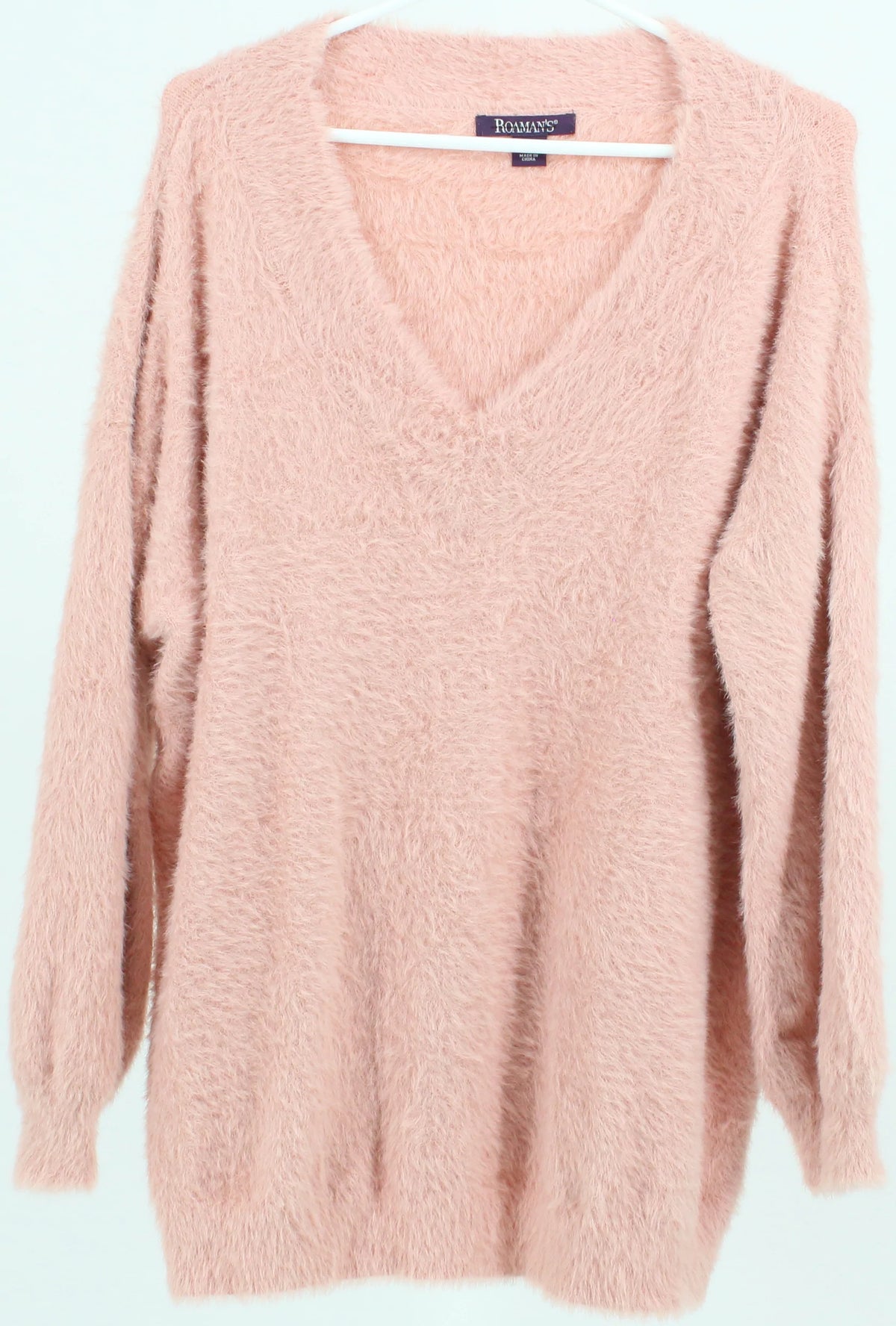Roaman's Pink V Neck Sweater
