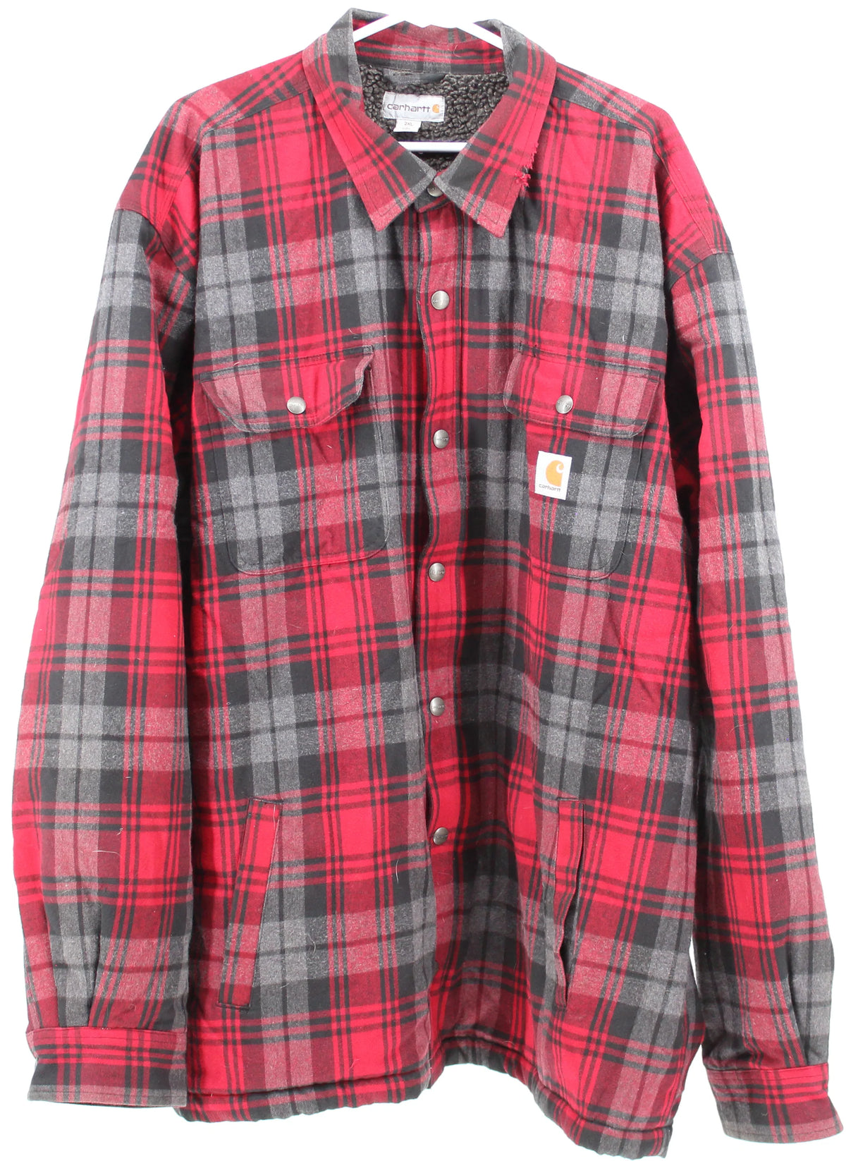 Carhartt Red and Black Plaid Sherpa Lined Shirt